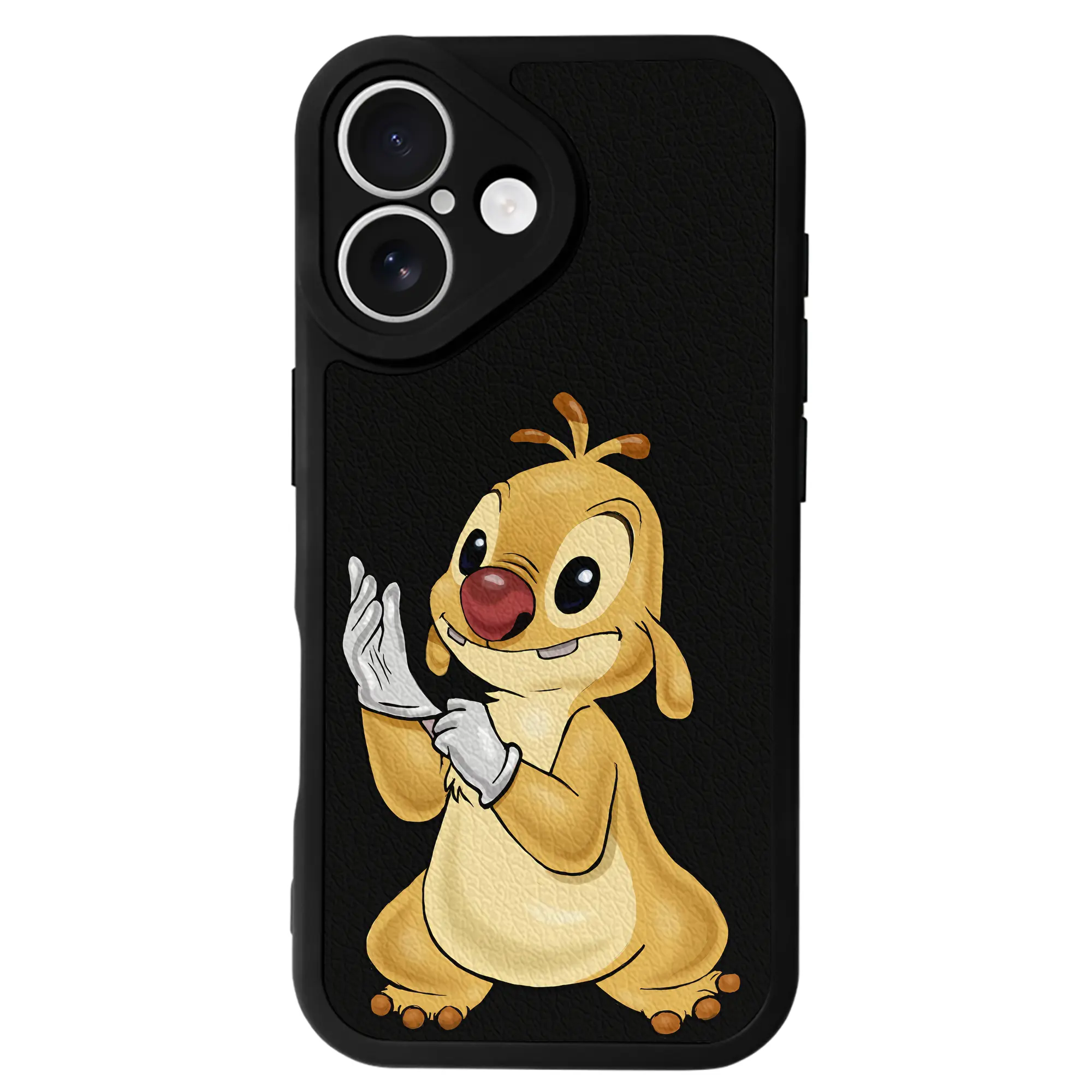 リロ＆スティッチ グッズ ルーベン - IPhone 16シリーズ対応 ・ シリコンスマホケース ・ レザー調 ・ 高精度フィット ・ 耐衝撃 ・ ワイヤレス充電対応 ・ 精密カット